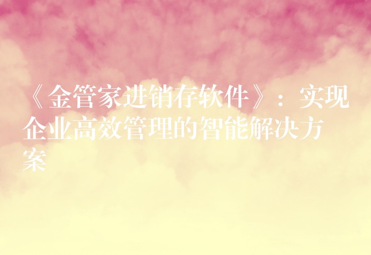 《金管家进销存软件》：实现企业高效管理的智能解决方案