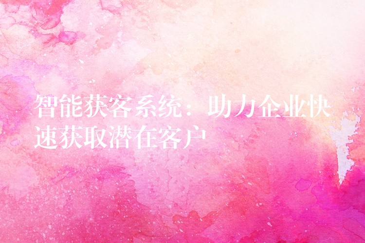 智能获客系统：助力企业快速获取潜在客户