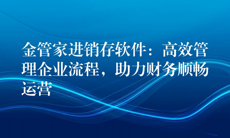 金管家进销存软件：高效管理企业流程，助力财务顺畅运营