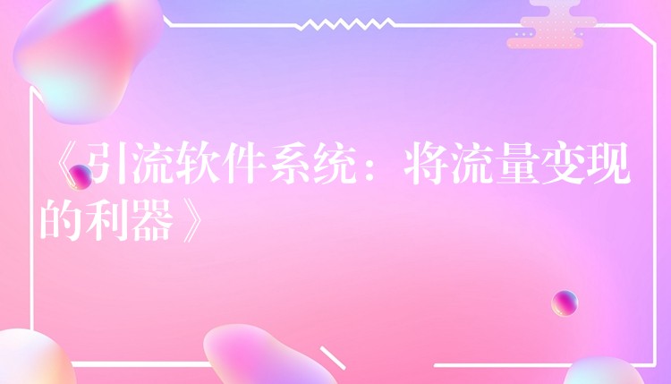 《引流软件系统：将流量变现的利器》