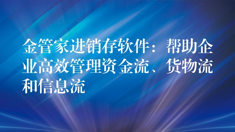 金管家进销存软件：帮助企业高效管理资金流、货物流和信息流
