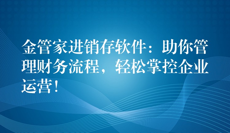 金管家进销存软件：助你管理财务流程，轻松掌控企业运营！