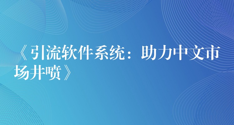 《引流软件系统：助力中文市场井喷》