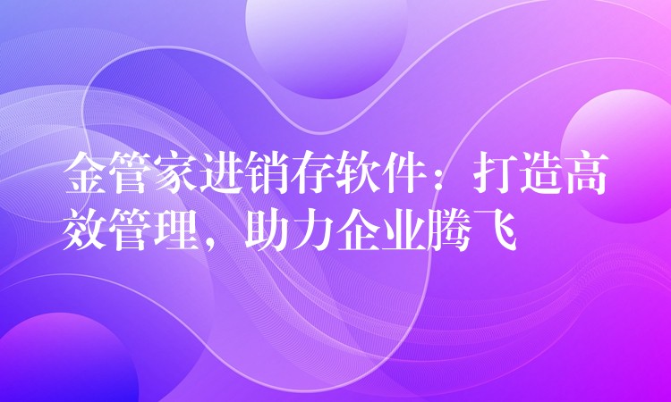 金管家进销存软件：打造高效管理，助力企业腾飞