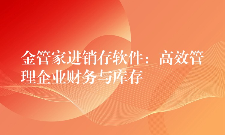 金管家进销存软件：高效管理企业财务与库存