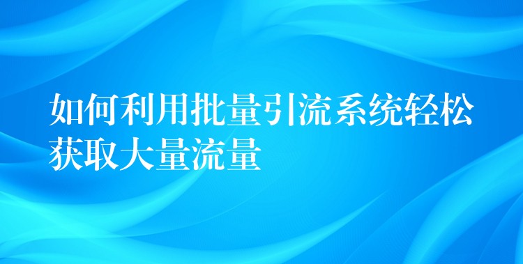 如何利用批量引流系统轻松获取大量流量