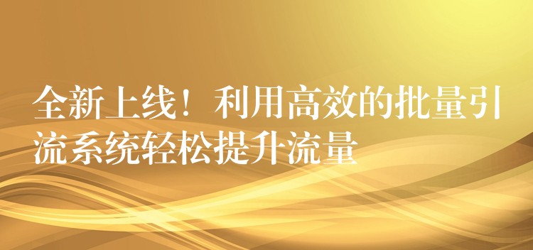 全新上线！利用高效的批量引流系统轻松提升流量