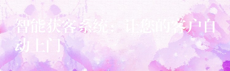 智能获客系统：让您的客户自动上门
