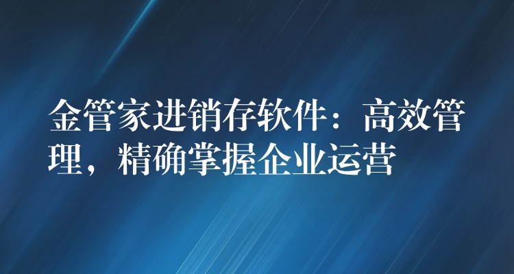 金管家进销存软件：高效管理，精确掌握企业运营