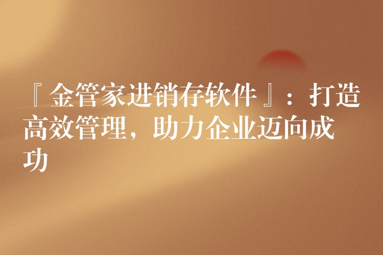 『金管家进销存软件』：打造高效管理，助力企业迈向成功
