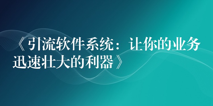 《引流软件系统：让你的业务迅速壮大的利器》