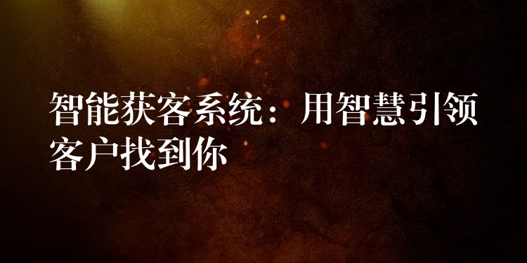 智能获客系统：用智慧引领客户找到你