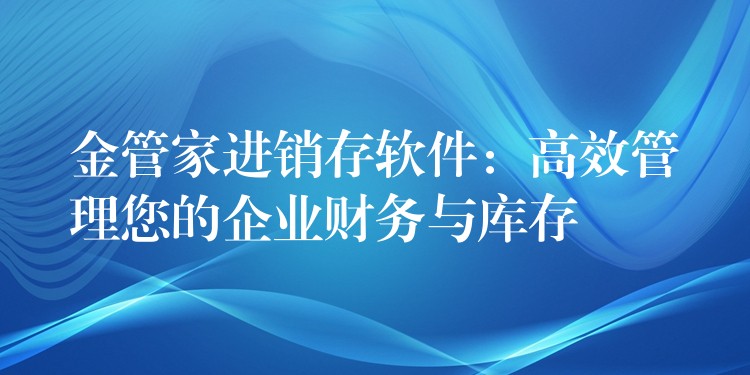 金管家进销存软件：高效管理您的企业财务与库存