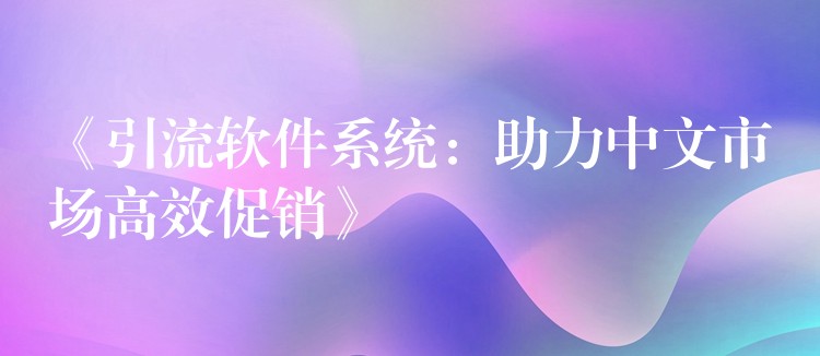 《引流软件系统：助力中文市场高效促销》