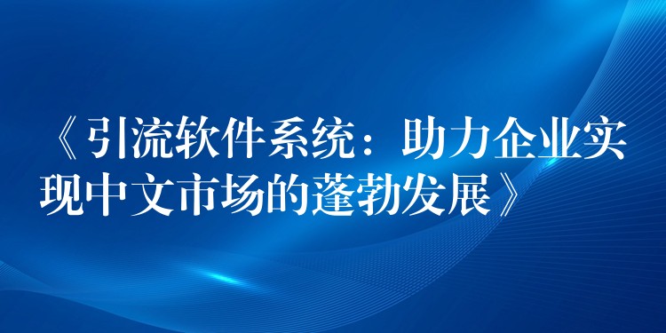 《引流软件系统：助力企业实现中文市场的蓬勃发展》