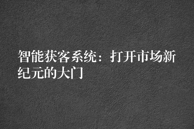 智能获客系统：打开市场新纪元的大门