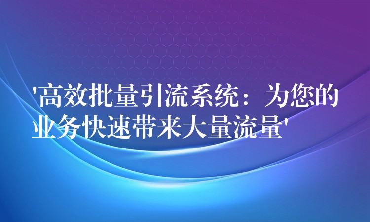 ‘高效批量引流系统：为您的业务快速带来大量流量’