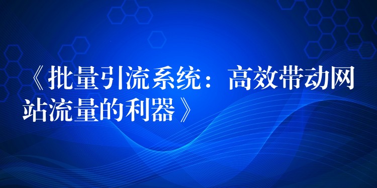 《批量引流系统：高效带动网站流量的利器》