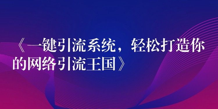 《一键引流系统，轻松打造你的网络引流王国》