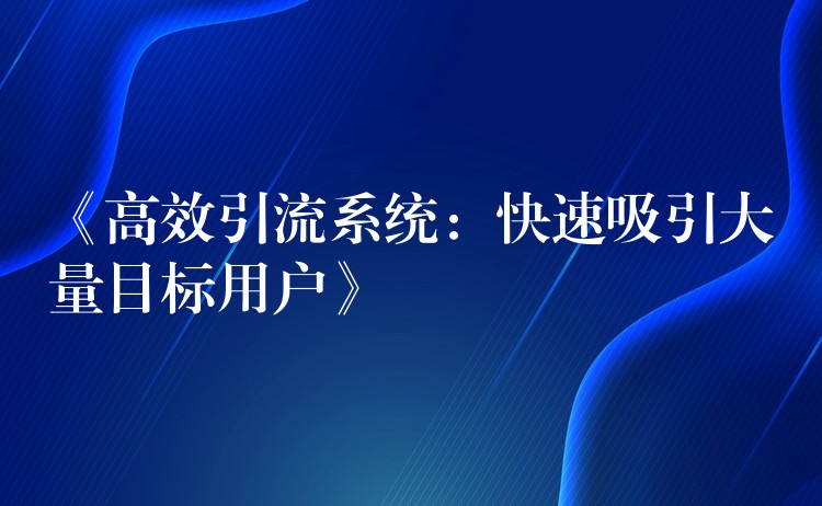 《高效引流系统：快速吸引大量目标用户》