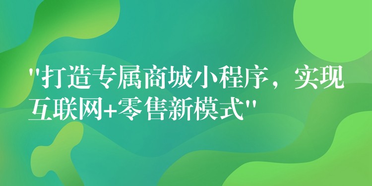 “打造专属商城小程序，实现互联网+零售新模式”