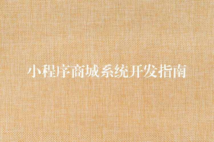 小程序商城系统开发指南