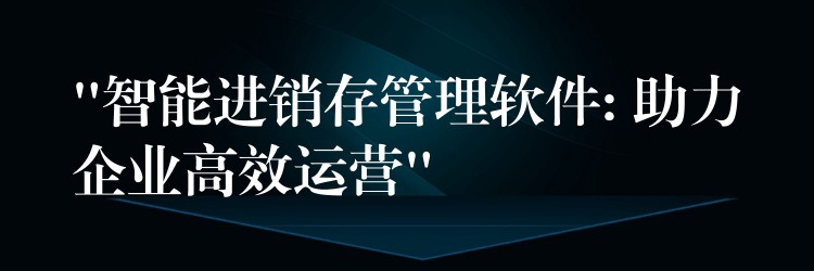“智能进销存管理软件: 助力企业高效运营”