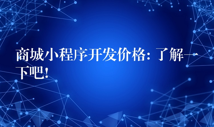 商城小程序开发价格: 了解一下吧!