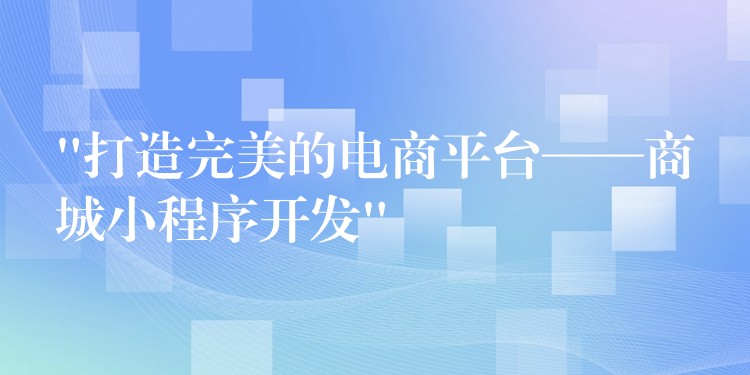 “打造完美的电商平台——商城小程序开发”