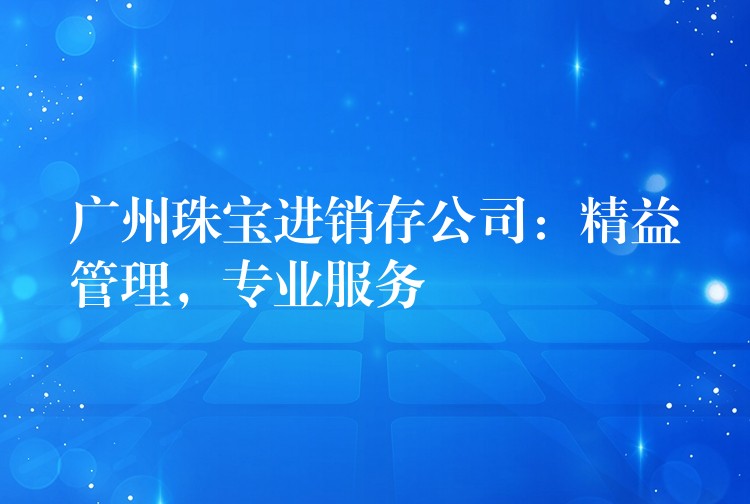 广州珠宝进销存公司：精益管理，专业服务