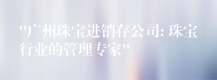 “广州珠宝进销存公司: 珠宝行业的管理专家”