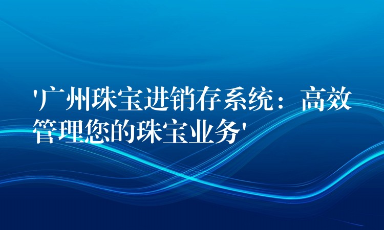 ‘广州珠宝进销存系统：高效管理您的珠宝业务’