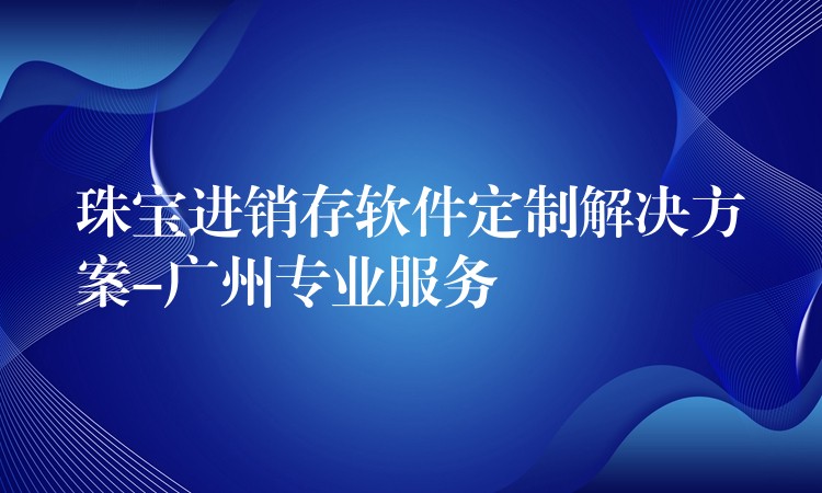 珠宝进销存软件定制解决方案-广州专业服务