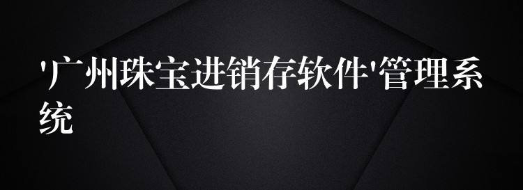 ‘广州珠宝进销存软件’管理系统