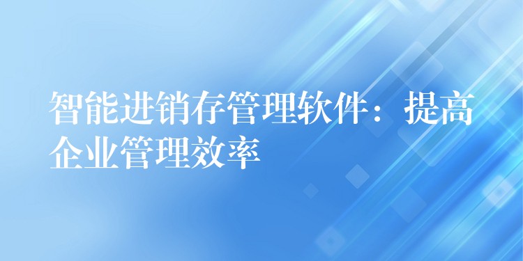 智能进销存管理软件：提高企业管理效率