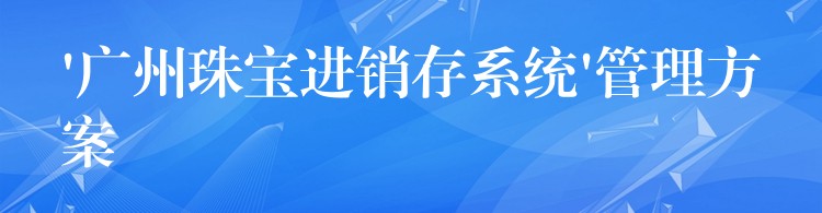‘广州珠宝进销存系统’管理方案