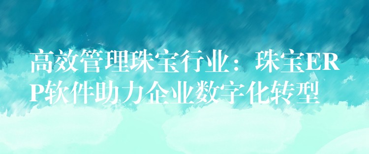 高效管理珠宝行业：珠宝ERP软件助力企业数字化转型