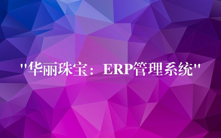 “华丽珠宝：ERP管理系统”