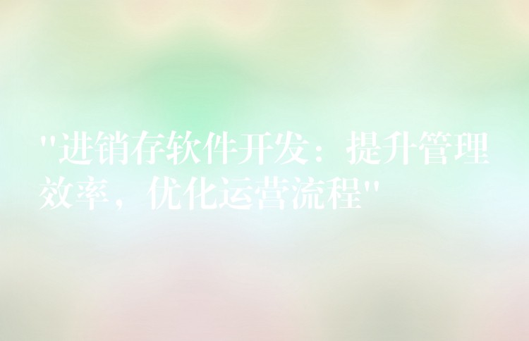 “进销存软件开发：提升管理效率，优化运营流程”