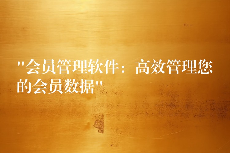 “会员管理软件：高效管理您的会员数据”