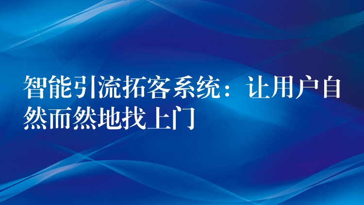 智能引流拓客系统：让用户自然而然地找上门