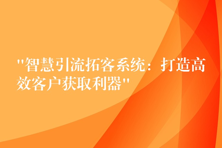 “智慧引流拓客系统：打造高效客户获取利器”