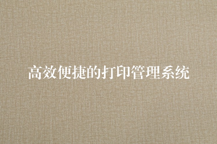 高效便捷的打印管理系统