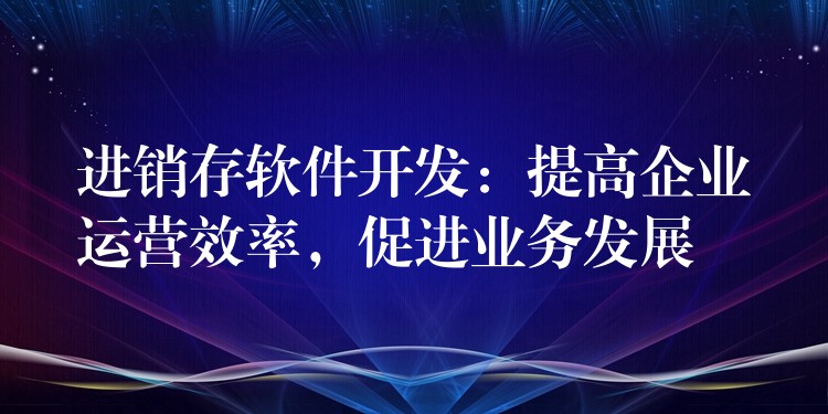 进销存软件开发：提高企业运营效率，促进业务发展