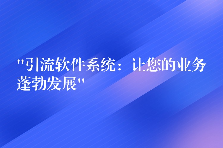 “引流软件系统：让您的业务蓬勃发展”