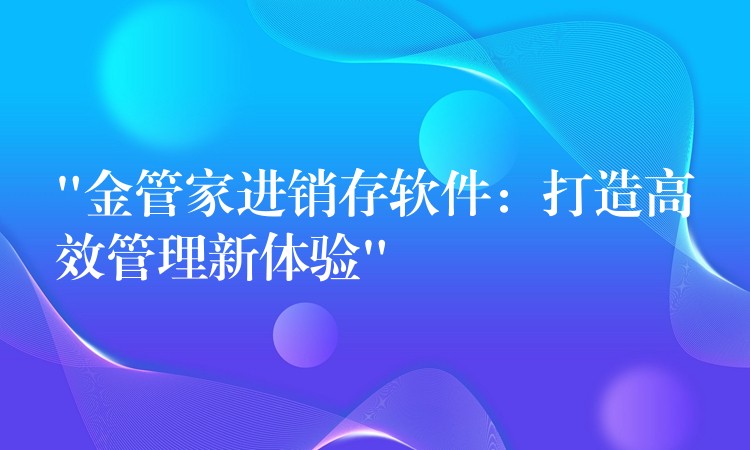 “金管家进销存软件：打造高效管理新体验”