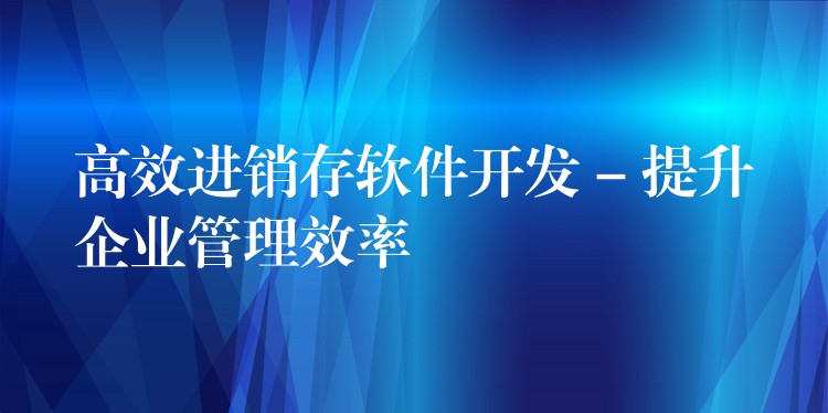 高效进销存软件开发 – 提升企业管理效率