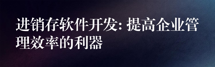 进销存软件开发: 提高企业管理效率的利器