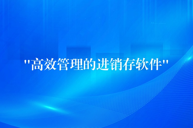 “高效管理的进销存软件”