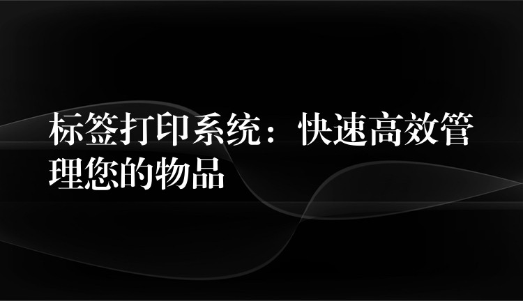 标签打印系统：快速高效管理您的物品